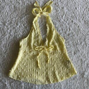 Shein Y2k Style Yellow Halter Top V-Neckline & Adjustable Tie Closure Size M